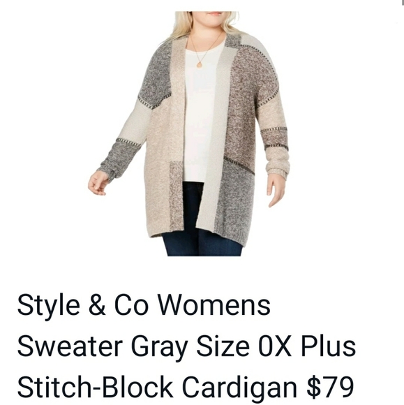 NWT STYLE & CO PATCH COLOR CARDIGAN SWEATER 0X XL $79 - Picture 2 of 3
